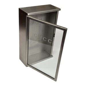 Gucci Made in Italy stainless steel retail counter display merchandise case
